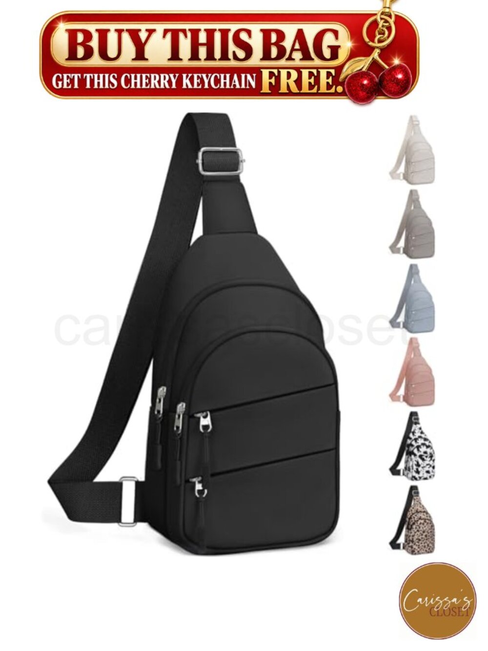 ✨ Crossbody Sling Bag Water Resistant Oxford 5 Pockets Hands-Free Travel